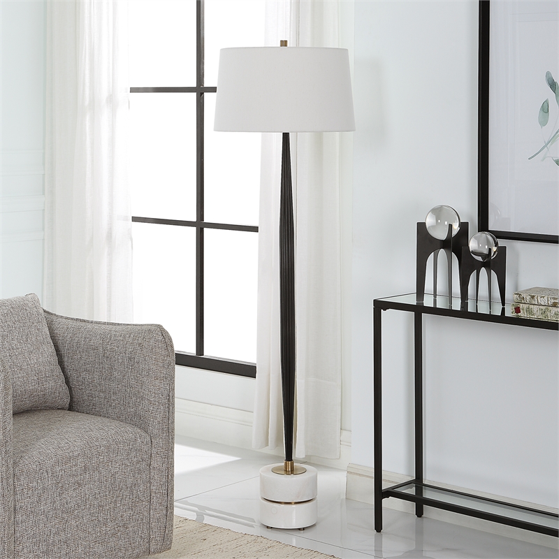 Uttermost Miraz Contemporary Iron and Marble Floor Lamp in Black Finish