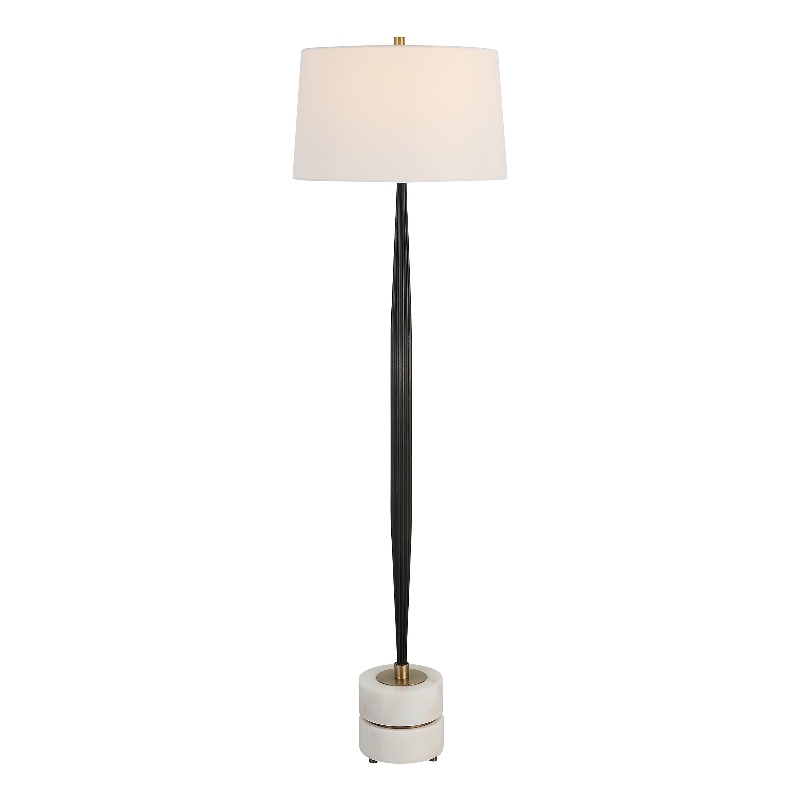 Uttermost Miraz Contemporary Iron and Marble Floor Lamp in Black Finish