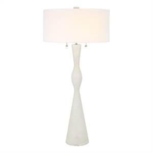 uttermost sharma transitional rice resin and iron metal table lamp in white