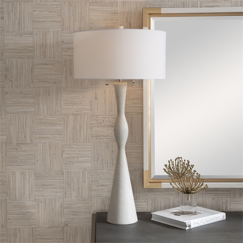 Uttermost Sharma Transitional Rice Resin and Iron Metal Table Lamp in White