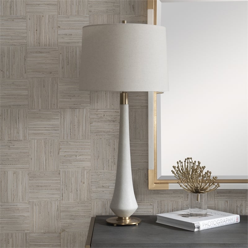 Uttermost Marille Transitional Rice Resin and Iron Metal Table Lamp in White