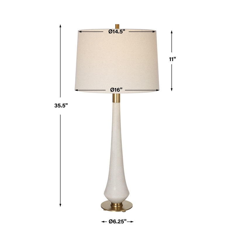 Uttermost Marille Transitional Rice Resin and Iron Metal Table Lamp in White
