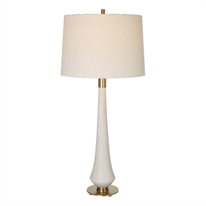 uttermost marille transitional rice resin and iron metal table lamp in white