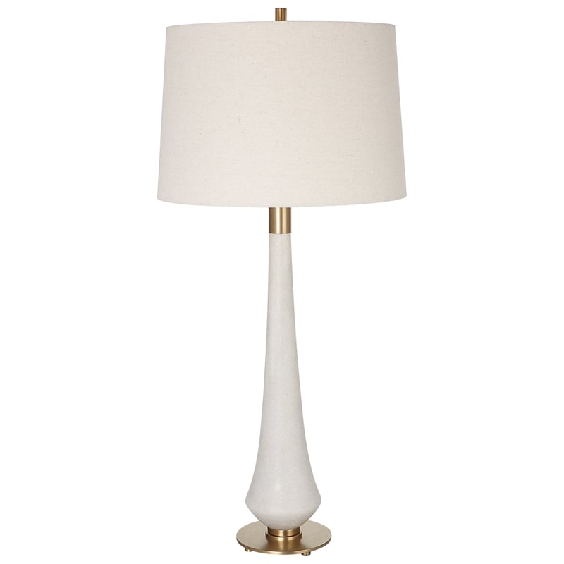 Uttermost Marille Transitional Rice Resin and Iron Metal Table Lamp in White