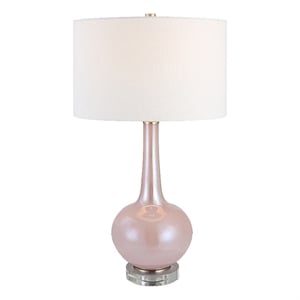Uttermost Rosa Transitional Glass Fabric and Iron Table Lamp in Pink