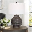 Uttermost Timber Contemporary Cotton and Resin Iron Table Lamp in White