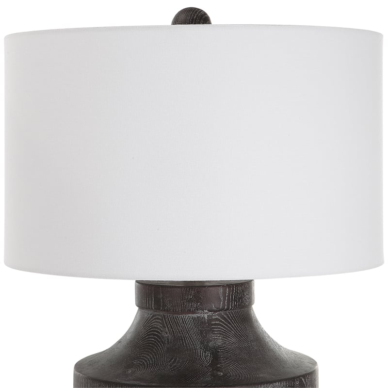 Uttermost Timber Contemporary Cotton and Resin Iron Table Lamp in White