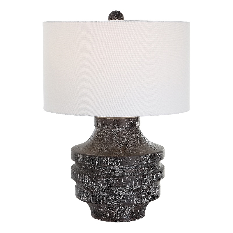 Uttermost Timber Contemporary Cotton and Resin Iron Table Lamp in White