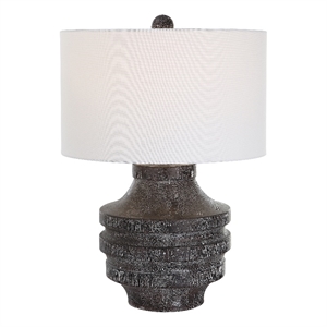 Uttermost Timber Contemporary Cotton and Resin Iron Table Lamp in White