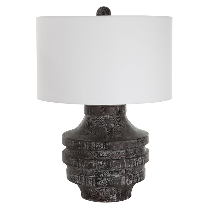 Uttermost Timber Contemporary Cotton and Resin Iron Table Lamp in White