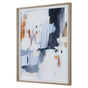 Uttermost Variant Linen and Pine Wood Abstract Framed Print in Blue/Orange/White