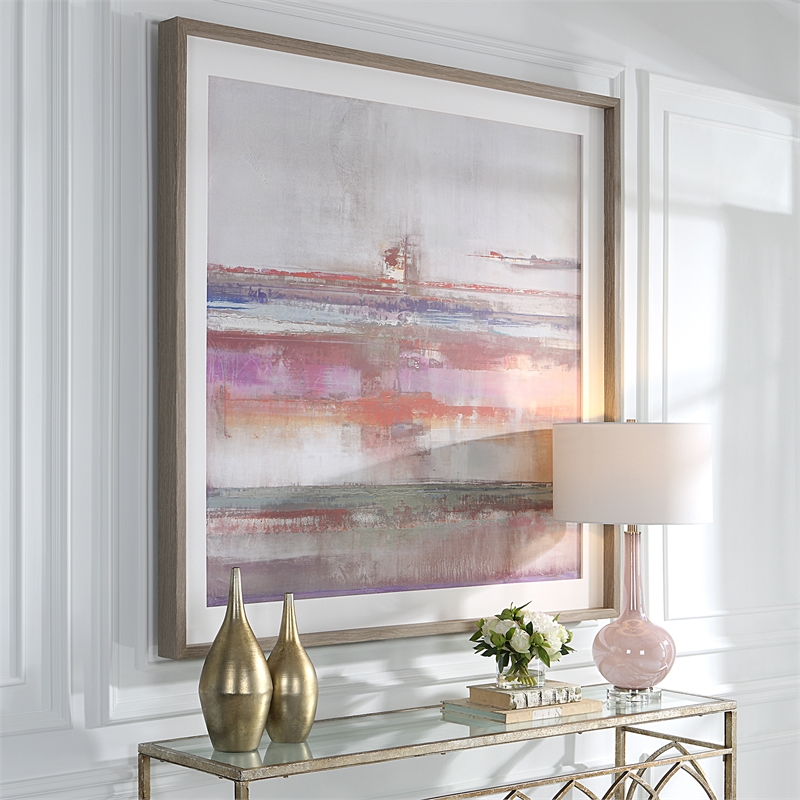 Uttermost Torrent Linen and Wood Abstract Art Framed Print in Multi-Color
