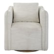Uttermost Corben Farmhouse Wood and Fabric Swivel Armchair in Off White