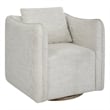 Uttermost Corben Farmhouse Wood and Fabric Swivel Armchair in Off White