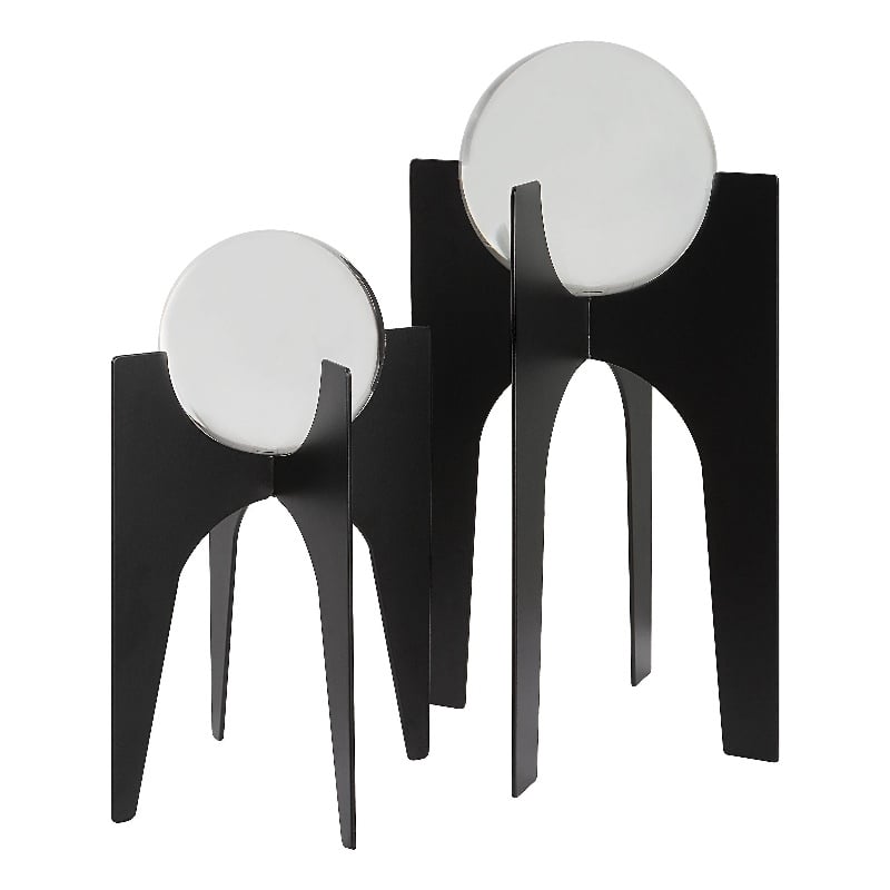 Uttermost Ellianna Contemporary Crystal and Metal Spheres in Black (Set of 2)