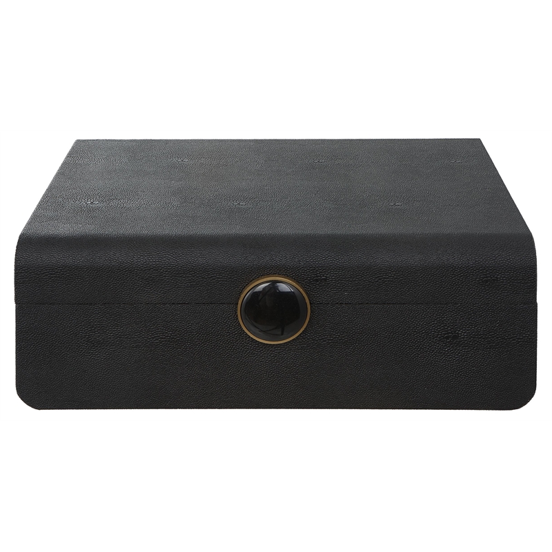 Uttermost Lalique Contemporary MDF Wood and Shagreen Box in Black Finish