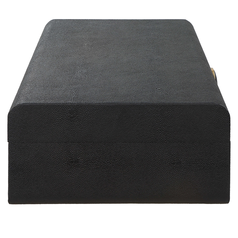 Uttermost Lalique Contemporary MDF Wood and Shagreen Box in Black Finish