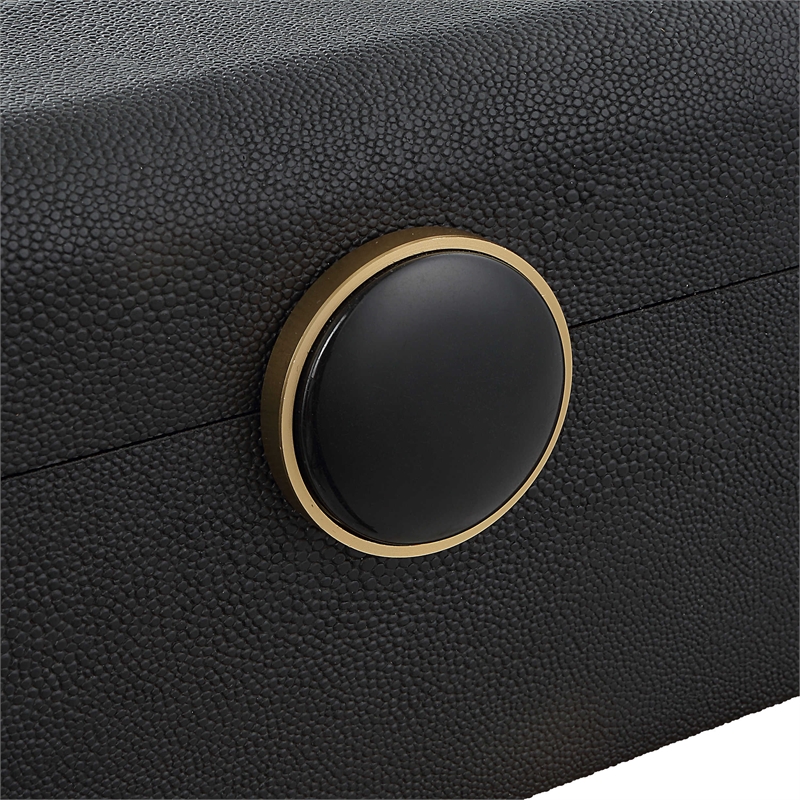 Uttermost Lalique Contemporary MDF Wood and Shagreen Box in Black Finish