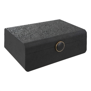 Uttermost Lalique Contemporary MDF Wood and Shagreen Box in Black Finish