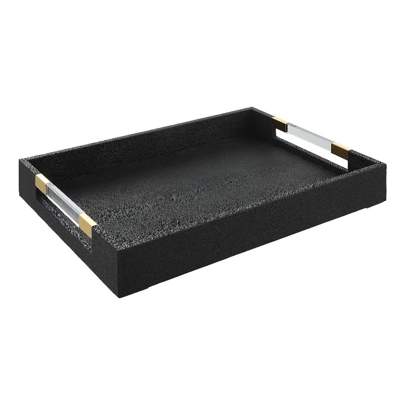 Uttermost Wessex Contemporary MDF Wood and Faux Shagreen Tray in Black