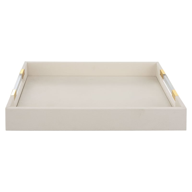 Uttermost Wessex Contemporary Metal and Faux Shagreen Tray in White