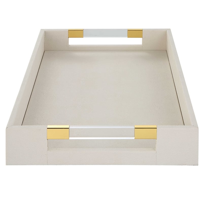 Uttermost Wessex Contemporary Metal and Faux Shagreen Tray in White