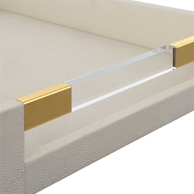 Uttermost Wessex Contemporary Metal and Faux Shagreen Tray in White