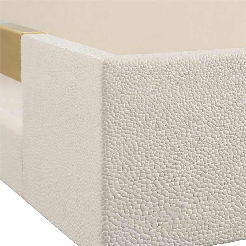 Uttermost Wessex Contemporary Metal and Faux Shagreen Tray in White