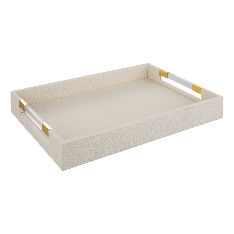 Uttermost Wessex Contemporary Metal and Faux Shagreen Tray in White