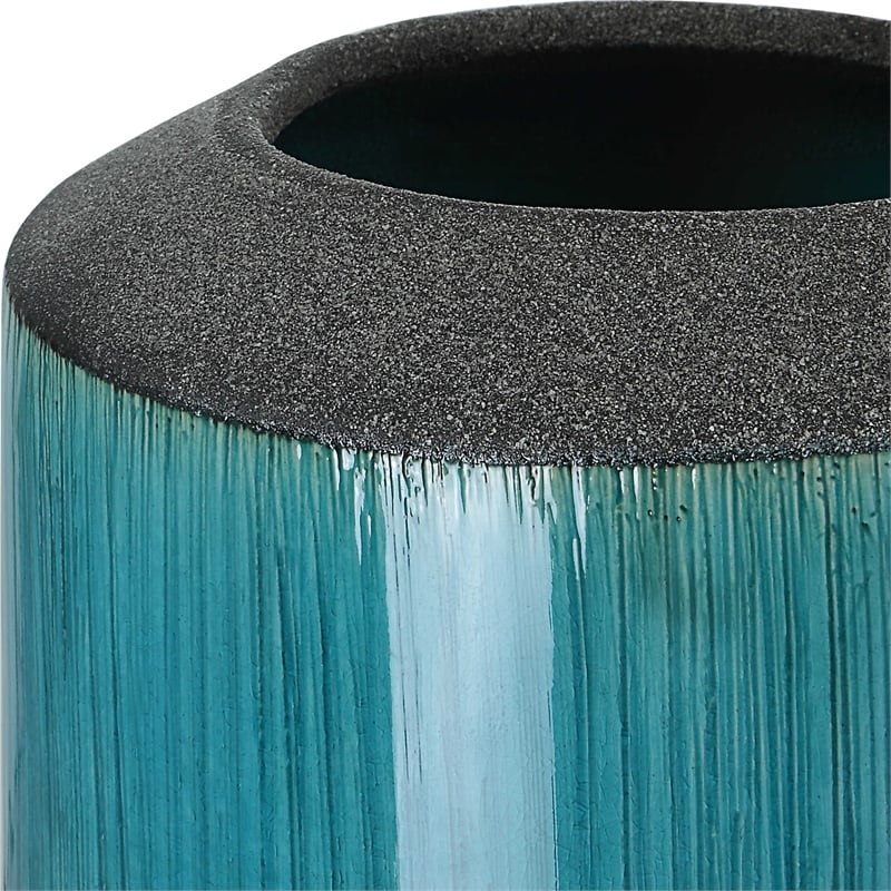 Uttermost Maui Contemporary Ceramic Vases in Blue Finish (Set of 2)