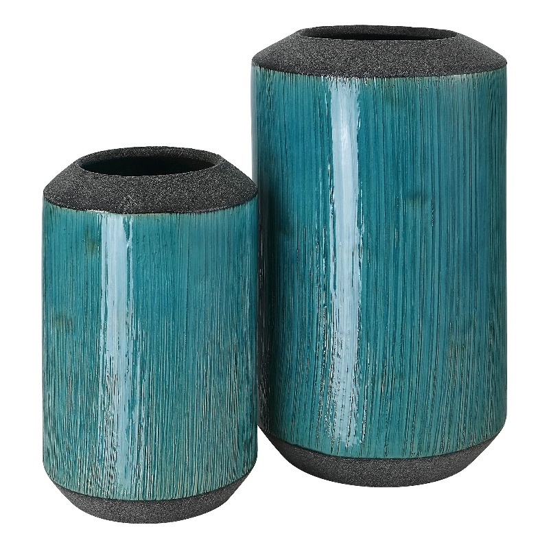 Uttermost Maui Contemporary Ceramic Vases in Blue Finish (Set of 2)