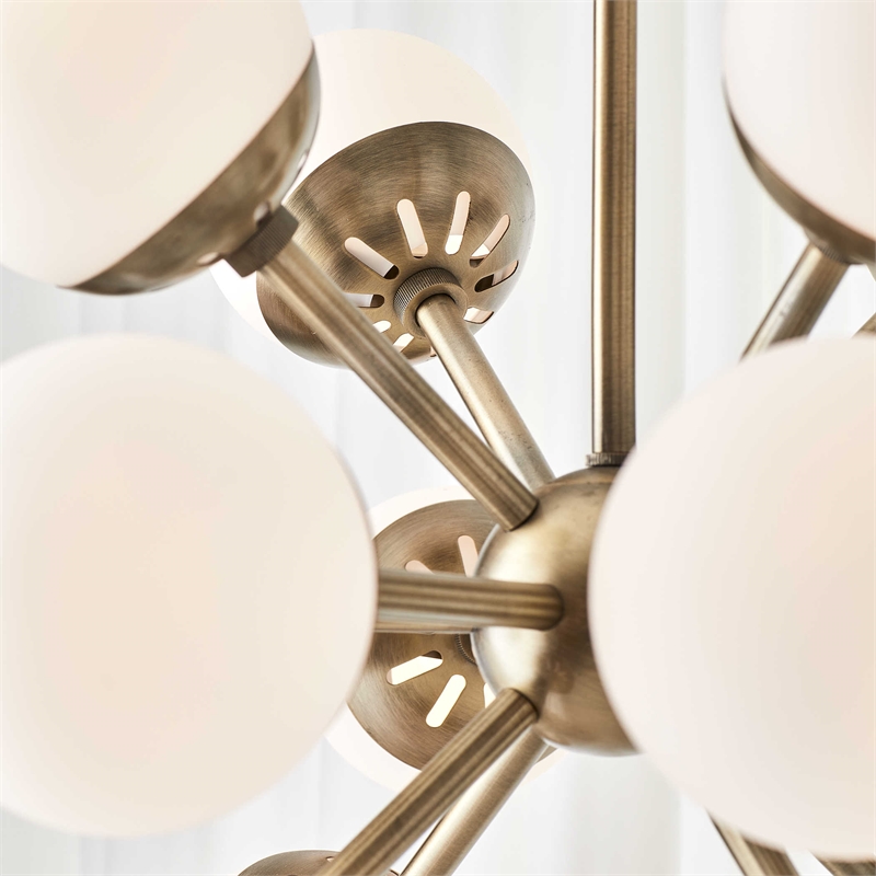 Uttermost Droplet 16-Light Metal Steel & Glass Sputnik Chandelier in Brass/White