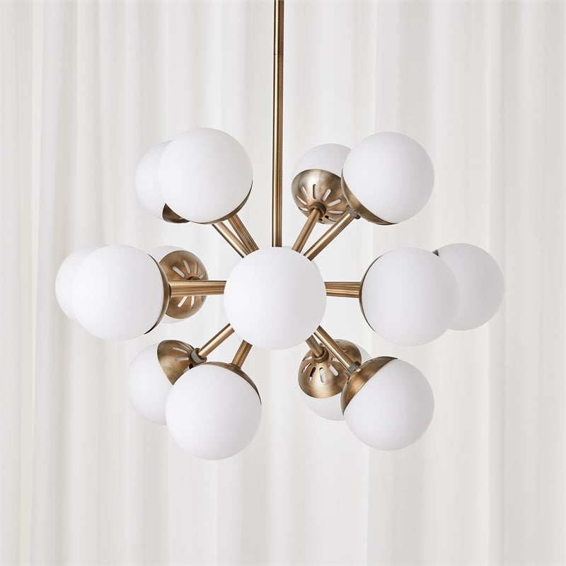 Uttermost Droplet 16-Light Metal Steel & Glass Sputnik Chandelier in Brass/White