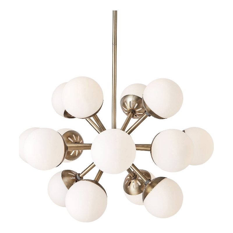 Uttermost Droplet 16-Light Metal Steel & Glass Sputnik Chandelier in Brass/White