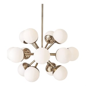 Uttermost Droplet 16-Light Metal Steel & Glass Sputnik Chandelier in Brass/White