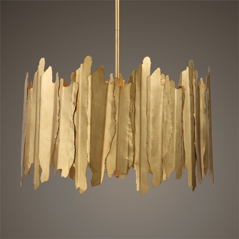 Uttermost Golden Gate 8-Light Modern Metal Steel and Glass Pendant in Gold