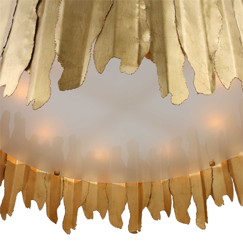 Uttermost Golden Gate 8-Light Modern Metal Steel and Glass Pendant in Gold