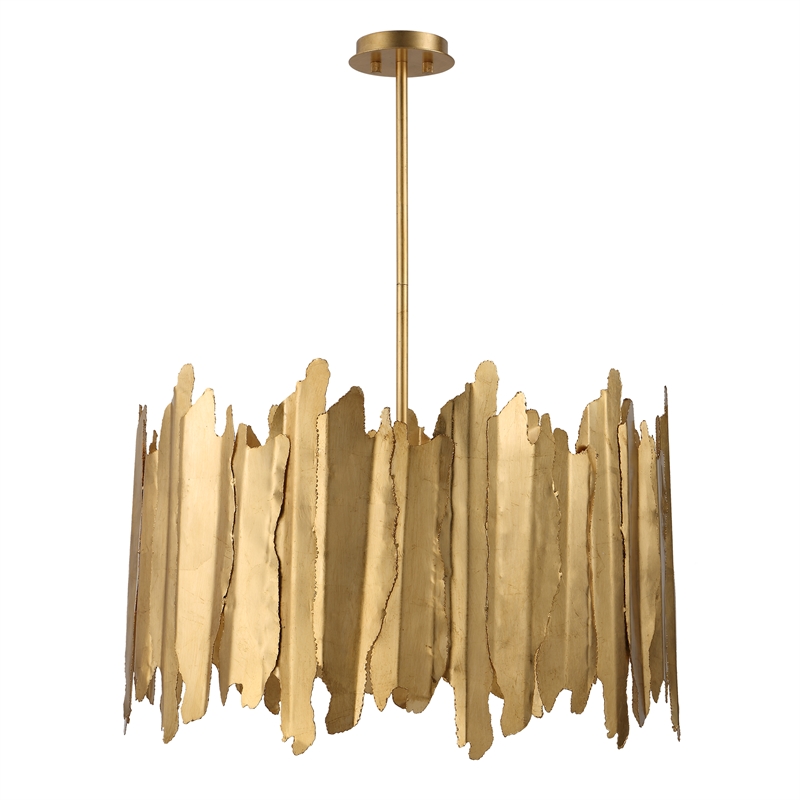 Uttermost Golden Gate 8-Light Modern Metal Steel and Glass Pendant in Gold