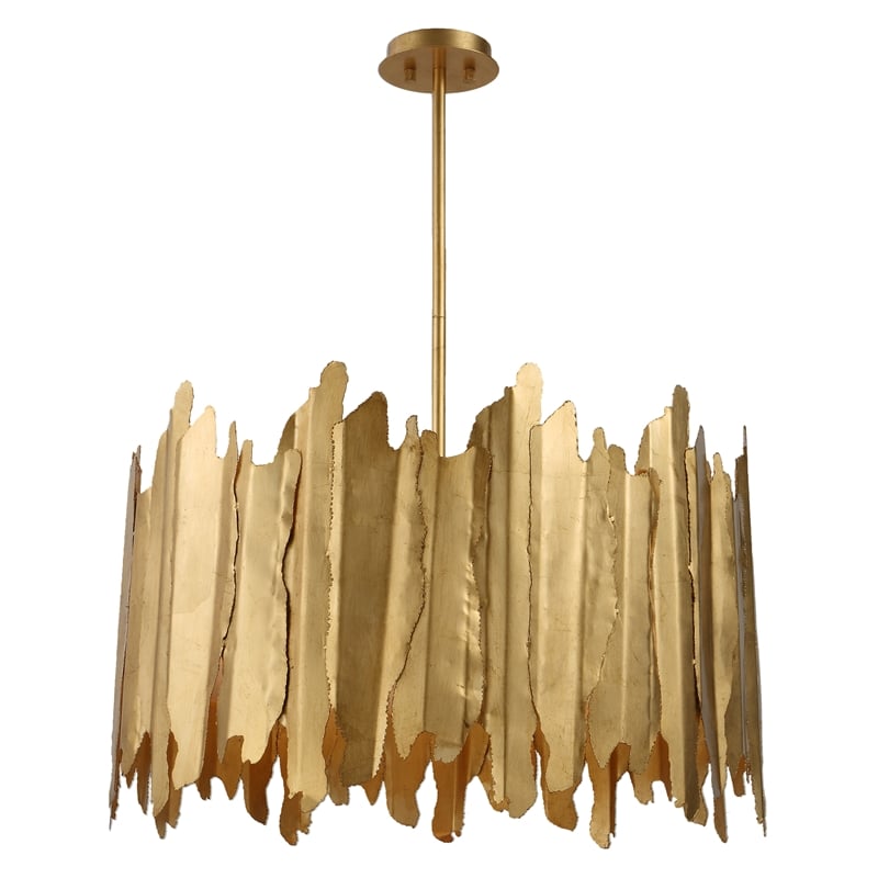 Uttermost Golden Gate 8-Light Modern Metal Steel and Glass Pendant in Gold