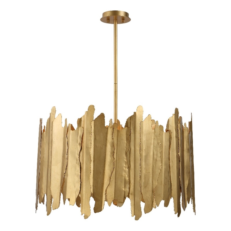 Uttermost Golden Gate 8-Light Modern Metal Steel and Glass Pendant in Gold