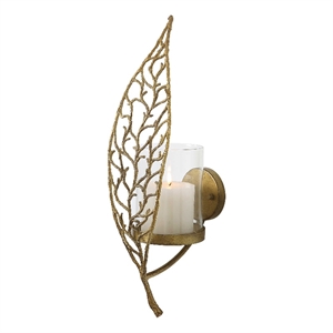 Uttermost Woodland Treasure Metal and Glass Candle Sconce in Brass/Gold