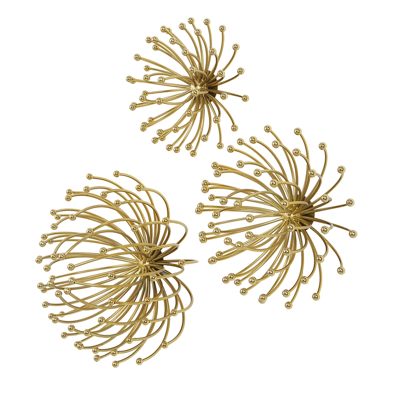 Uttermost Aga Contemporary Metal Wall Decor in Plated Gold (Set of 3)