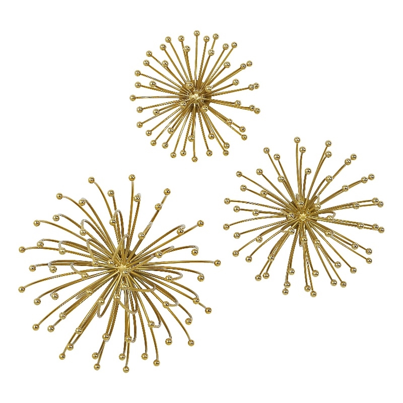 Uttermost Aga Contemporary Metal Wall Decor in Plated Gold (Set of 3)