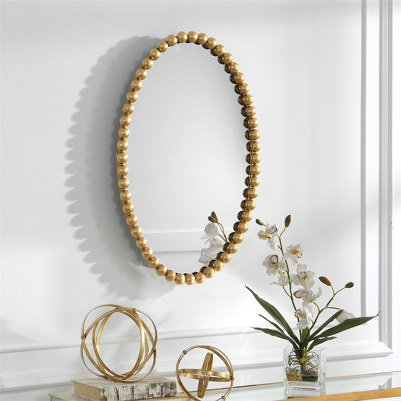Uttermost Serna Oval Transitional MDF and Metal Mirror in Gold
