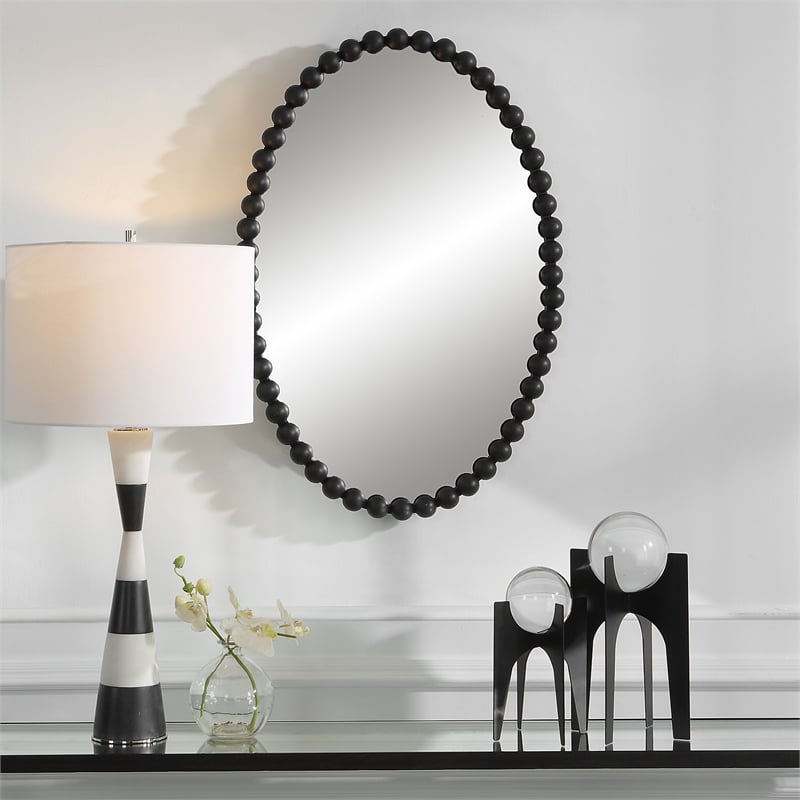 Uttermost Serna Oval Transitional MDF and Metal Mirror in Black