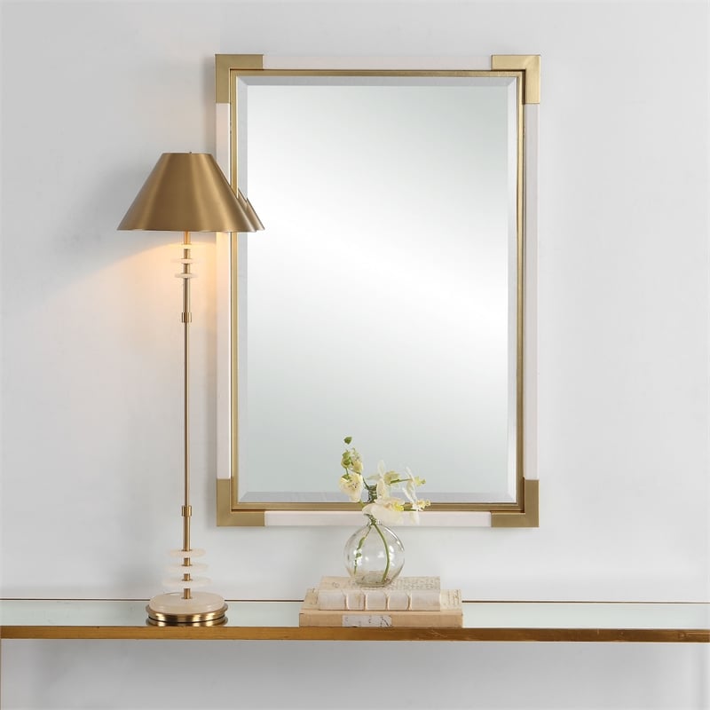 Uttermost Malik Transitional MDF and Metal Mirror in White Finish
