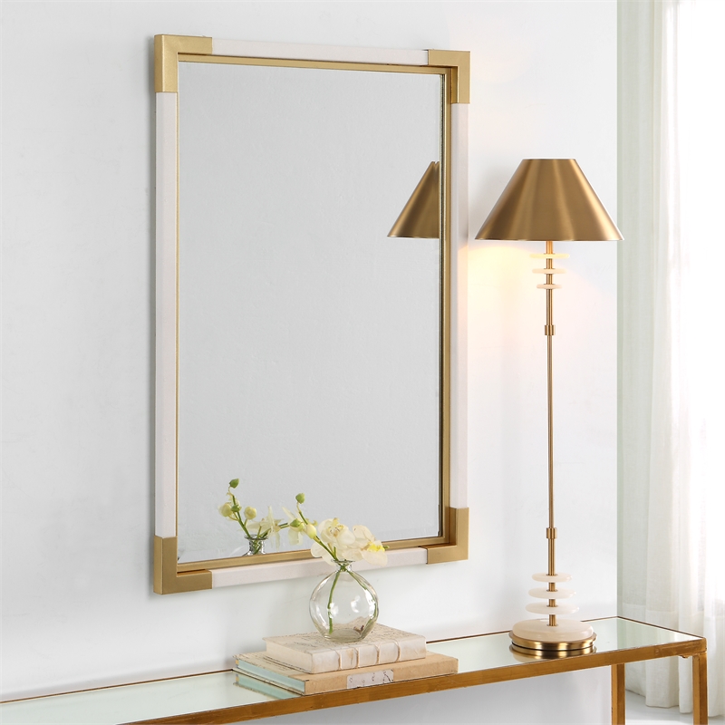 Uttermost Malik Transitional MDF and Metal Mirror in White Finish