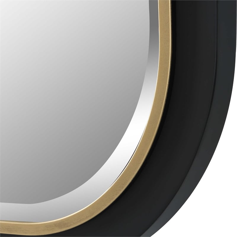 Uttermost Nevaeh Rectangle Contemporary Metal and MDF Mirror in Black/Gold