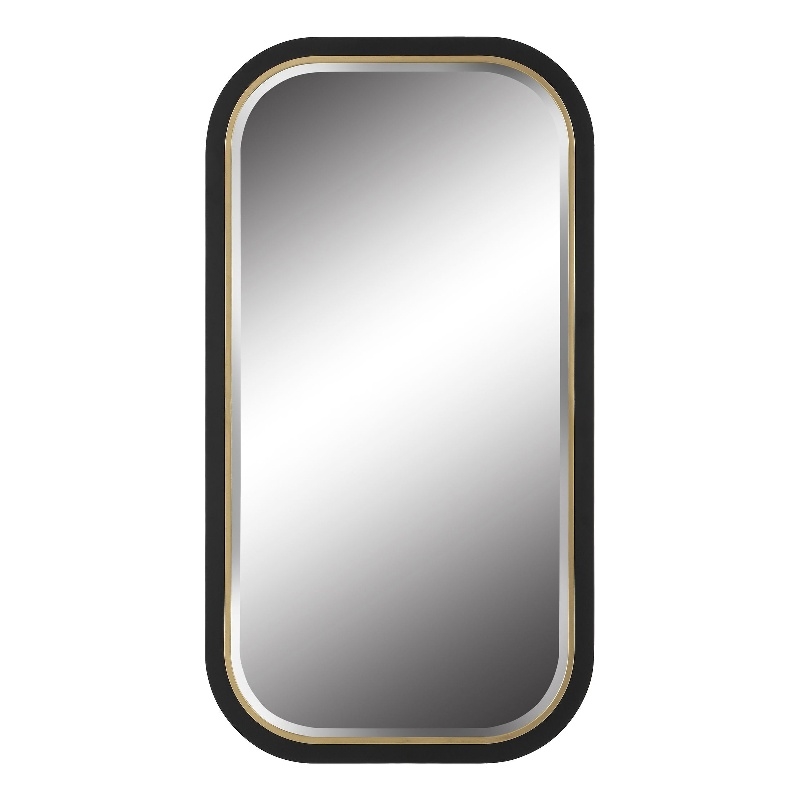 Uttermost Nevaeh Rectangle Contemporary Metal and MDF Mirror in Black/Gold