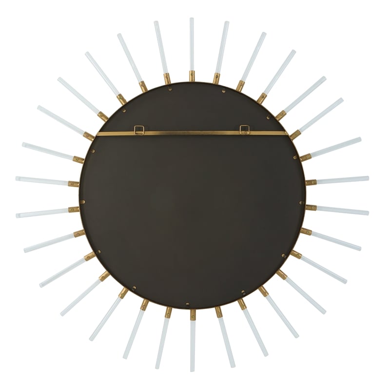 Uttermost Oracle Round MDF Acrylic and Metal Starburst Mirror in Gold Finish